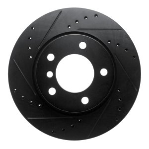 BMW 120i Brake Rotor (1) - Front Left - R1 Concepts - Drilled & Slotted - Black - `05-`07